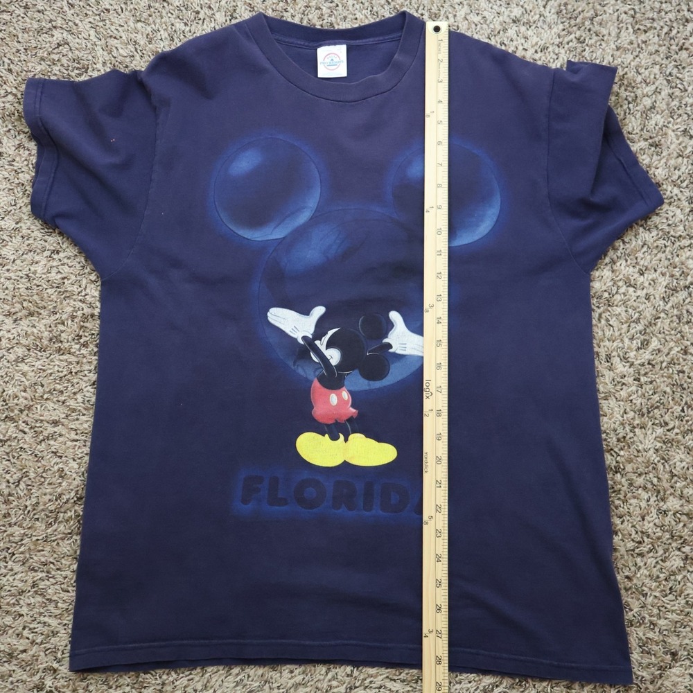 Vintage 90s Mickey Mouse Florida Shirt Navy Large 21.5x28 - Picture 7 of 7